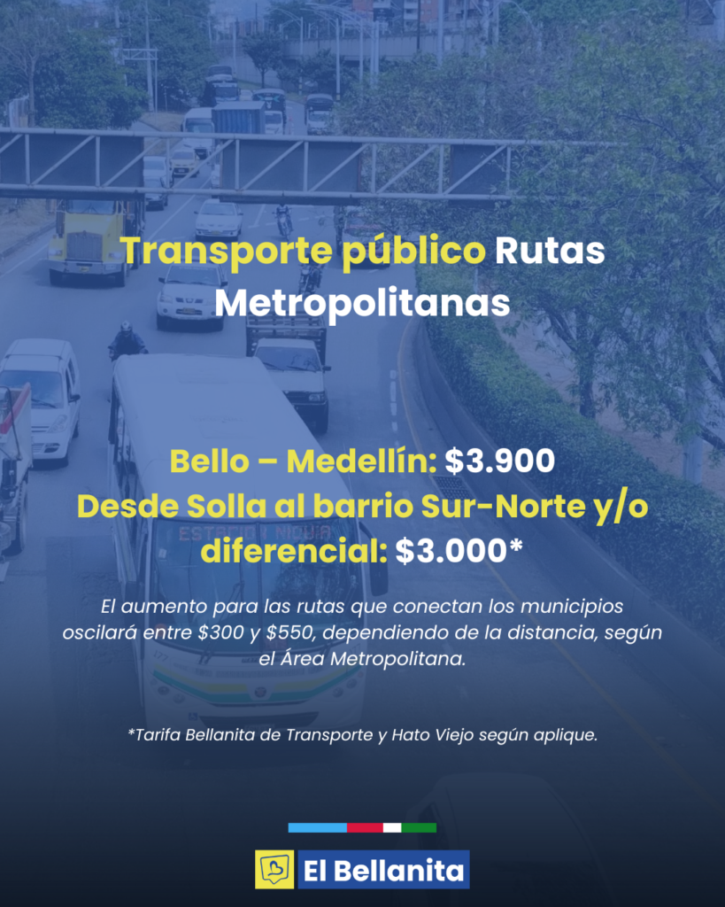 Desde hoy sube el pasaje del transporte: esto es lo que debe saber si se moviliza desde y en Bello
