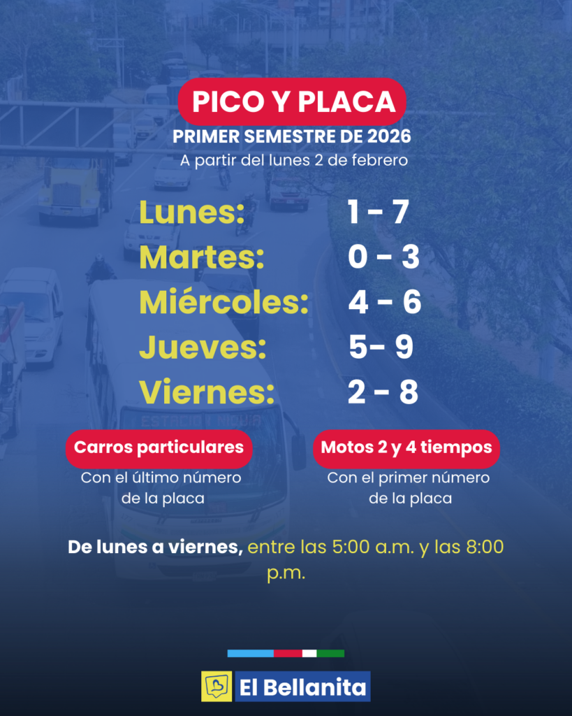 Así quedó el pico y placa para el primer semestre de 2026 en el Valle de Aburrá: ojo a la nueva rotación