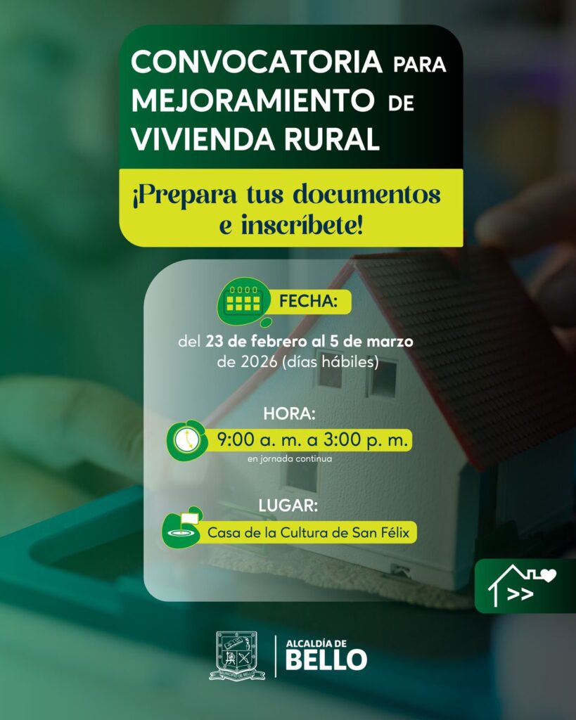 Desde este 23 de febrero, madres rurales de Bello podrán acceder a mejoramiento de sus viviendas